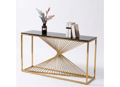 Designerska luksusowa konsola Stoły stołowe Drewno Metal Design Gold