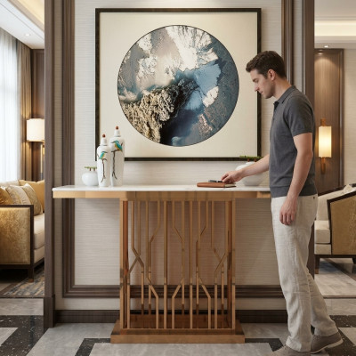 Modern Luxury Stół konsolowy stoły Drewno Gold Stolik