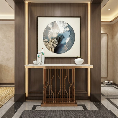 Modern Luxury Stół konsolowy stoły Drewno Gold Stolik