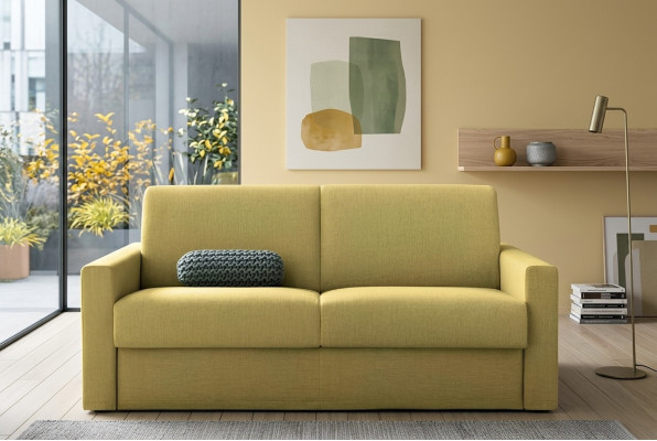 Dwuosobowa designerska sofa 2 miejsce do siedzenia Sofa materiałowa żółta rozkładana Włoskie Meble