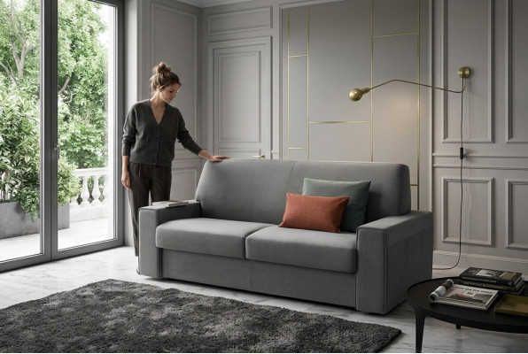 Sofa tekstylna do salonu szara dwuosobowa designerska sofa Podkładka sofy 2 miejsce do siedzenia Nowość