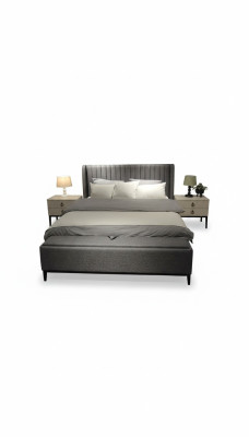 Luksusowy Zestaw Sypialnia Designerskie Podwójne łóżko Eleganckie 2x Szafki nocne