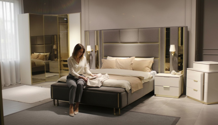 Łóżko 2x Szafki nocne 3 szt. Sypialnia Podwójne łóżko Design Meble Drewno Nowy Zestaw