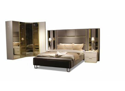 Luksusowy Zestaw Sypialnia Łóżko + 2x Szafki nocne + Ławka Design Meble 4 szt. Nowy