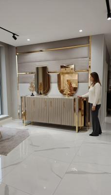 Kredens z 2x Lustro Drewno Meble Kredens Luxury Meble Nowoczesne Meble 3 sztuki. Nowy