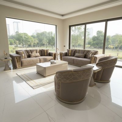 Zestaw sofowy 3+3+1+1 miejsce do siedzenia Włókienniczy Modern Complete Fotel Sofa 3 miejsce do siedzenia Luxury