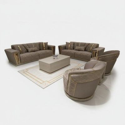 Zestaw sofowy 3+3+1+1 miejsce do siedzenia Włókienniczy Modern Complete Fotel Sofa 3 miejsce do siedzenia Luxury