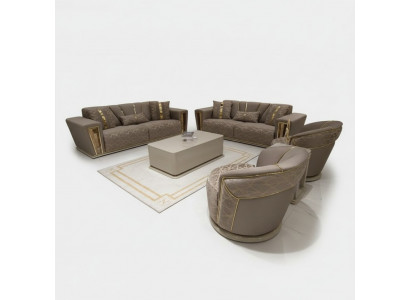 Zestaw sofowy 3+3+1+1 miejsce do siedzenia Włókienniczy Modern Complete Fotel Sofa 3 miejsce do siedzenia Luxury