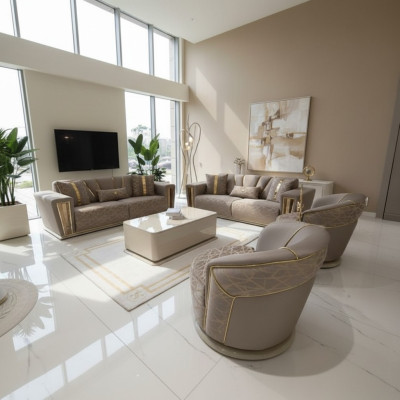 Nowoczesny Zestaw sofowy 3+3+1 miejsce do siedzenia Fotel Włókienniczy 3 Sofa do siedzenia 3-częściowa. Projekt zestawu Nowy