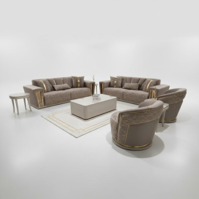 Nowoczesny Zestaw sofowy 3+3+1 miejsce do siedzenia Fotel Włókienniczy 3 Sofa do siedzenia 3-częściowa. Projekt zestawu Nowy