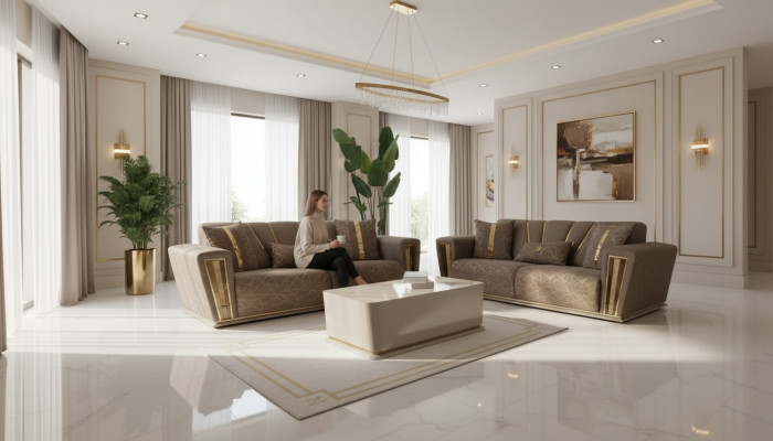3+3 miejsce do siedzenia Nowoczesny Zestaw sofowy Fotel Włókienniczy Szara Sofa 3 Siedząca Luksusowa Kompletna 2-częściowa