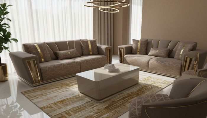 3+3 miejsce do siedzenia Nowoczesny Zestaw sofowy Fotel Włókienniczy Szara Sofa 3 Siedząca Luksusowa Kompletna 2-częściowa