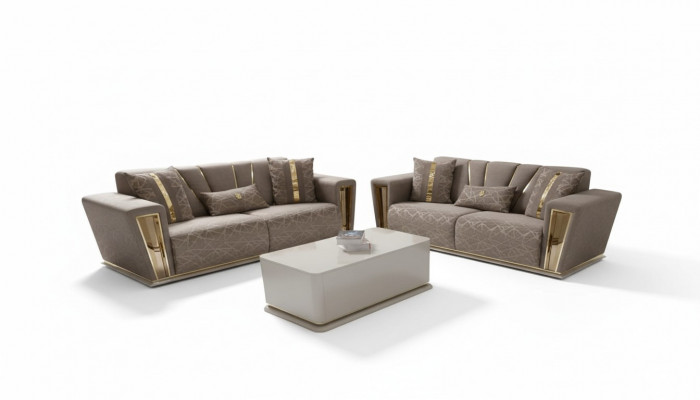 3+3 miejsce do siedzenia Nowoczesny Zestaw sofowy Fotel Włókienniczy Szara Sofa 3 Siedząca Luksusowa Kompletna 2-częściowa