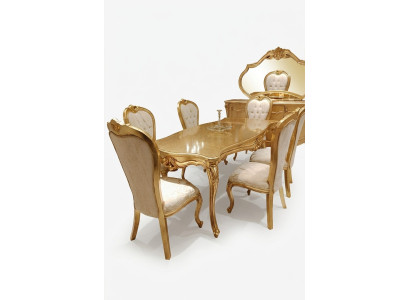 Design jadalnia Kompletny Stół obiadowy + 6x Krzesła Classic Meble Stół Drewniany Nowość