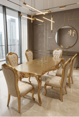 6x Zestaw Krzesła Kompletny projekt w stylu Art Deco Chesterfield Krzesła Włókienniczy Nowość