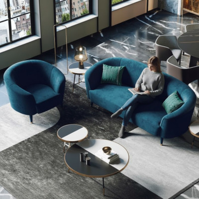 Aksamit 3 miejsce siedzące Material Sofa Żywy krajobraz Relaks Siedziba Design Couch Lounge Sofy