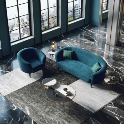 Aksamit 3 miejsce siedzące Material Sofa Żywy krajobraz Relaks Siedziba Design Couch Lounge Sofy