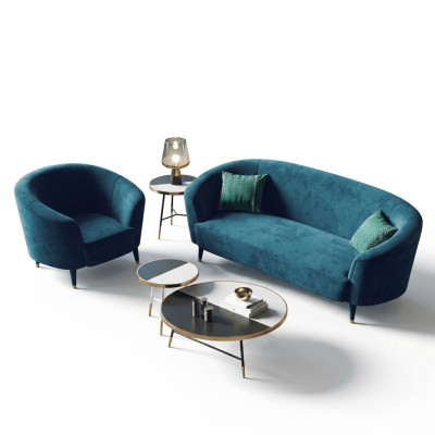 Aksamit 3 miejsce siedzące Material Sofa Żywy krajobraz Relaks Siedziba Design Couch Lounge Sofy