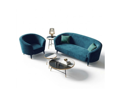 Aksamit 3 miejsce siedzące Material Sofa Żywy krajobraz Relaks Siedziba Design Couch Lounge Sofy