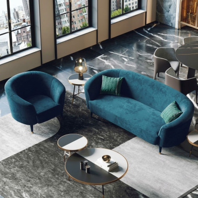 Aksamit Zestaw sofowy 3+1 miejsce do siedzenia Żywy krajobraz Siedziba Design Couch Lounge Sofy Meble