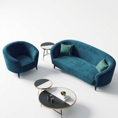 Aksamit Zestaw sofowy 3+1 miejsce do siedzenia Żywy krajobraz Siedziba Design Couch Lounge Sofy Meble