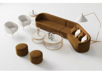 Narożnikowa kanapa L-form Żywy krajobraz Relaks Siedziba Design Couch Sofy wypoczynkowe Aksamit Sofa