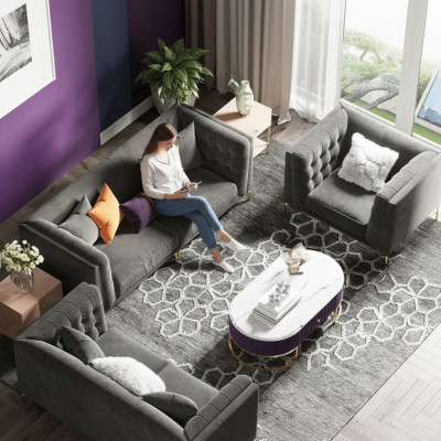 Materiał Żywy krajobraz Relaks Siedziba Design Couch Lounge Sofy Aksamit Sofa 3 miejsce siedzące