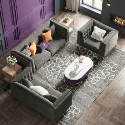 Materiał Żywy krajobraz Relaks Siedziba Design Couch Lounge Sofy Aksamit Sofa 3 miejsce siedzące