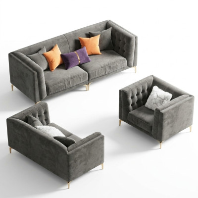 Materiał Żywy krajobraz Relaks Siedziba Design Couch Lounge Sofy Aksamit Sofa 3 miejsce siedzące