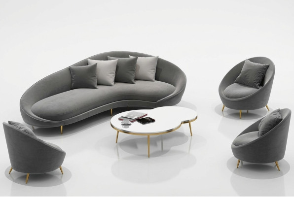 Narożnikowa kanapa Sofa Aksamit w kształcie litery L Żywy krajobraz Relaks Siedziba Design Couch Lounge Sofy