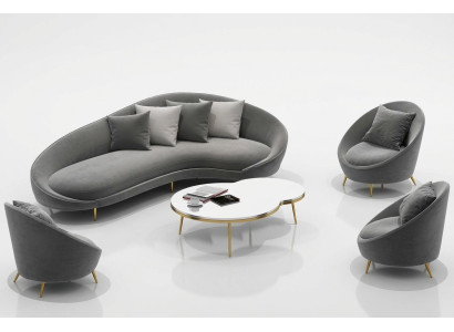 Narożnikowa kanapa Sofa Aksamit w kształcie litery L Żywy krajobraz Relaks Siedziba Design Couch Lounge Sofy