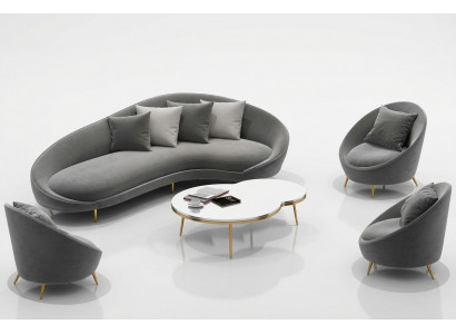 Narożnikowa kanapa Sofa Aksamit w kształcie litery L Żywy krajobraz Relaks Siedziba Design Couch Lounge Sofy