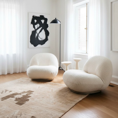 Fotel z tkaniny relaksacyjnej w stylu lounge, biały