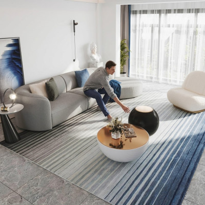Sofa Sofa w kształcie litery L Żywy krajobraz Relaks Siedziba Design Couch Sofy wypoczynkowe Włókienniczy Nowość