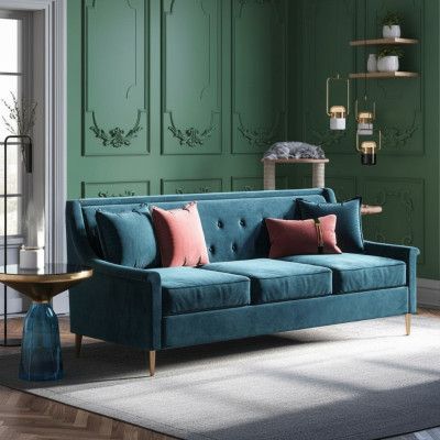 Materiał Trzyosobowy Relaks Siedziba Design Kanapa Sofy wypoczynkowe Aksamit Sofa 3 miejsce do siedzenia Meble