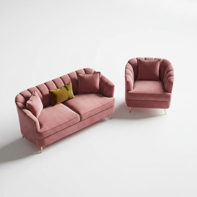 Zestaw sofowy 3+1 miejsce do siedzenia Siedziba Design Couch Lounge Sofy Żywy krajobraz Aksamit Meble