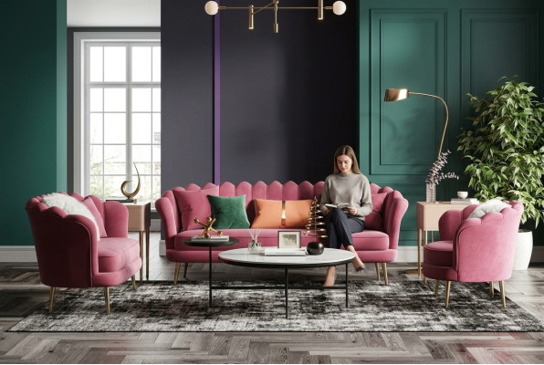 Meble Siedziba Design Couch Sofy Włókiennicze Aksamit Zestaw sofowy 3+2+1 miejsce do siedzenia Sofa