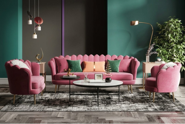 Meble Siedziba Design Couch Sofy Włókiennicze Aksamit Zestaw sofowy 3+2+1 miejsce do siedzenia Sofa