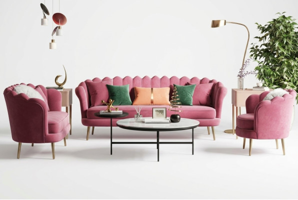 Meble Siedziba Design Couch Sofy Włókiennicze Aksamit Zestaw sofowy 3+2+1 miejsce do siedzenia Sofa
