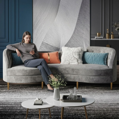 3 miejsce siedzące Material Sofa Żywy krajobraz Relaks Siedziba Design Couch Lounge Sofy Włókienniczy