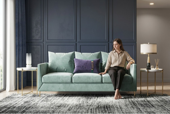 3 miejsce siedzące Material Sofa Żywy krajobraz Relaks Siedziba Design Couch Lounge Sofy Aksamit