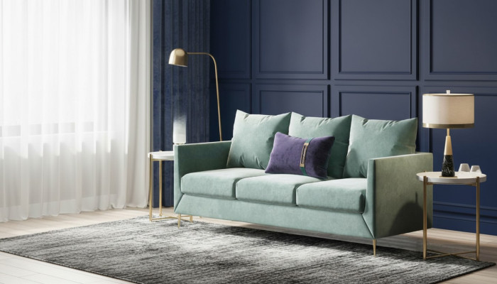 3 miejsce siedzące Material Sofa Żywy krajobraz Relaks Siedziba Design Couch Lounge Sofy Aksamit