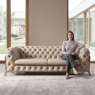 sztuczna skóra 3 miejsce siedzące Sofa Żywy krajobraz Relaks Siedziba Design Couch Lounge Sofy