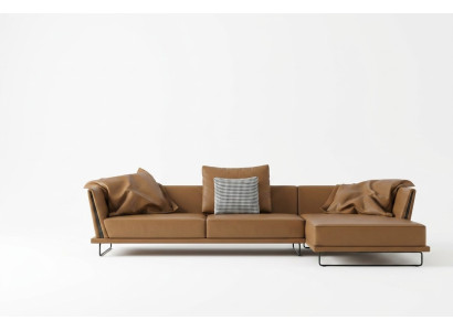 Narożnikowa kanapa L-form Skóra Żywy krajobraz Relaks Sofa Design Couch Sofy wypoczynkowe Narożnik Nowość