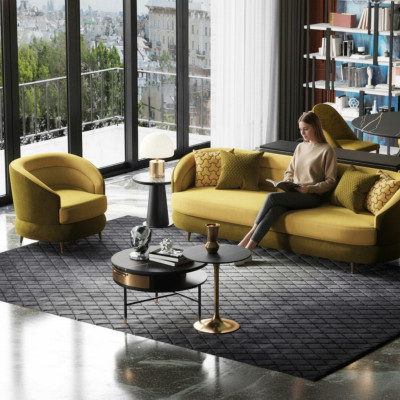 Relaks Siedziba Design Couch Sofy Włókiennicze Sofa 3 miejsce do siedzenia Trzyosobowa Aksamit