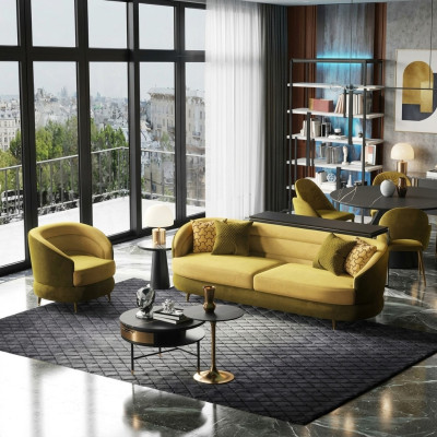 Relaks Siedziba Design Couch Sofy Włókiennicze Sofa 3 miejsce do siedzenia Trzyosobowa Aksamit