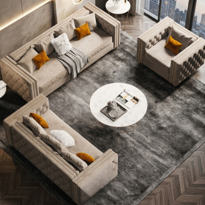Aksamit Żywy krajobraz Relaks Siedziba Design Couch Lounge Sofy Sofa 3 miejsce do siedzenia 233 cm