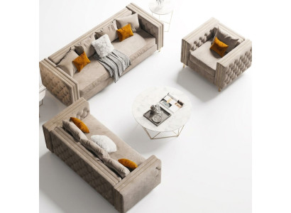 Aksamit Żywy krajobraz Relaks Siedziba Design Couch Lounge Sofy Sofa 3 miejsce do siedzenia 233 cm