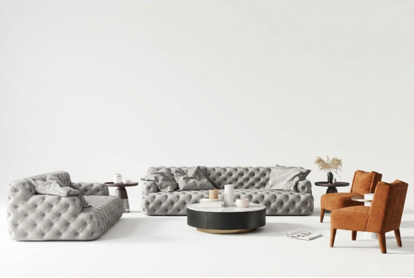Chesterfield Skóra Sofa Trzyosobowa Relaks Siedziba Design Couch Sofy wypoczynkowe 234 cm
