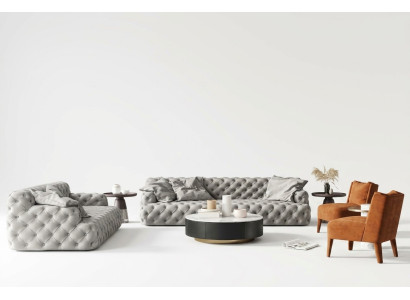 Chesterfield Skóra Sofa Trzyosobowa Relaks Siedziba Design Couch Sofy wypoczynkowe 234 cm